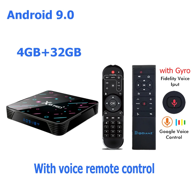 ТВ приставка Android 9,0 Смарт ТВ приставка X88 Pro Plus Восьмиядерный RK3368 Google голосовой помощник 4K двойной Wifi BT Netflix быстрая приставка - Цвет: 4G 32G MT12