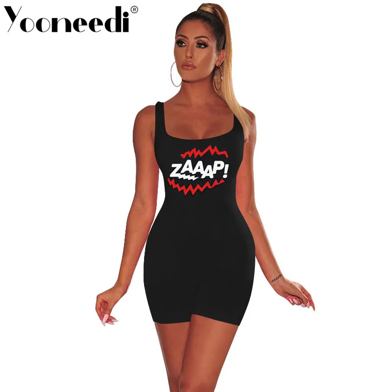 Yooneedi Summer Design Casual Women Playsuits 4 Color Style O-neck Sleeveless Ladies Rompers MZ-8213 - Цвет: Черный