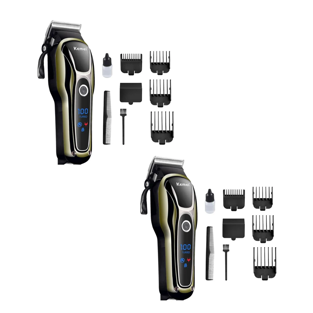 2x Family Kid Men`s LCD Display Haircut Electric Hair Clipper Rechargeable
