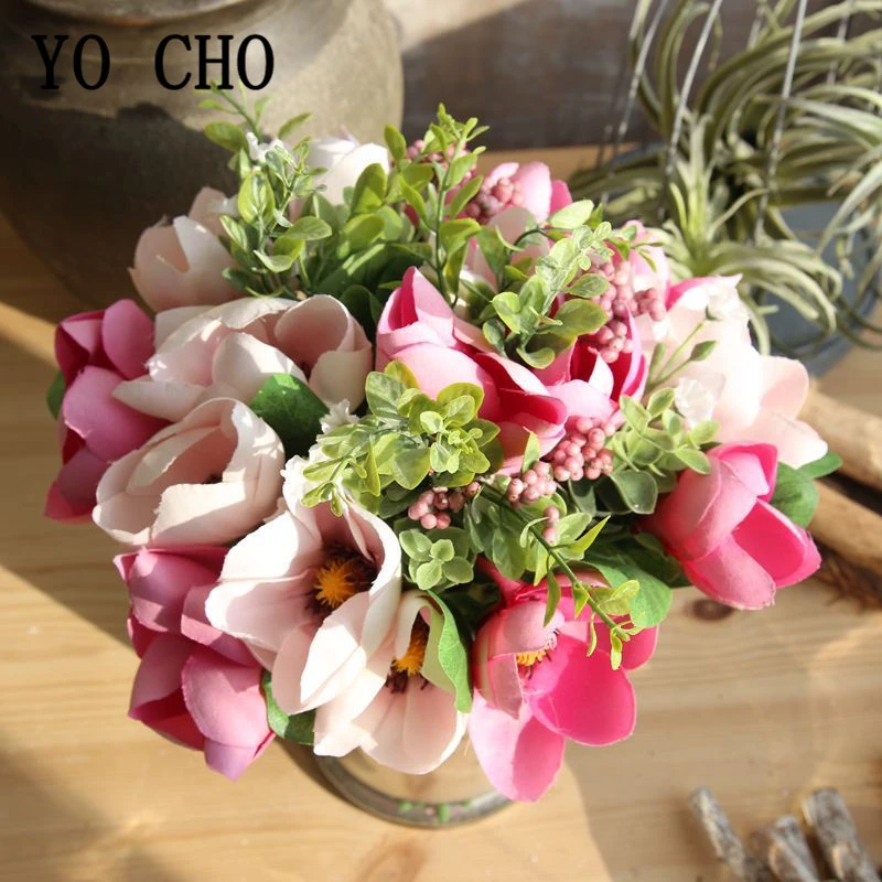 Mini ramo de flores artificiales de Magnolia, orquídea de seda falsa, flores  rosas para boda, jardín de primavera, Decoración de mesa del hogar, flores  artificiales|Flores artificiales y secas| - AliExpress