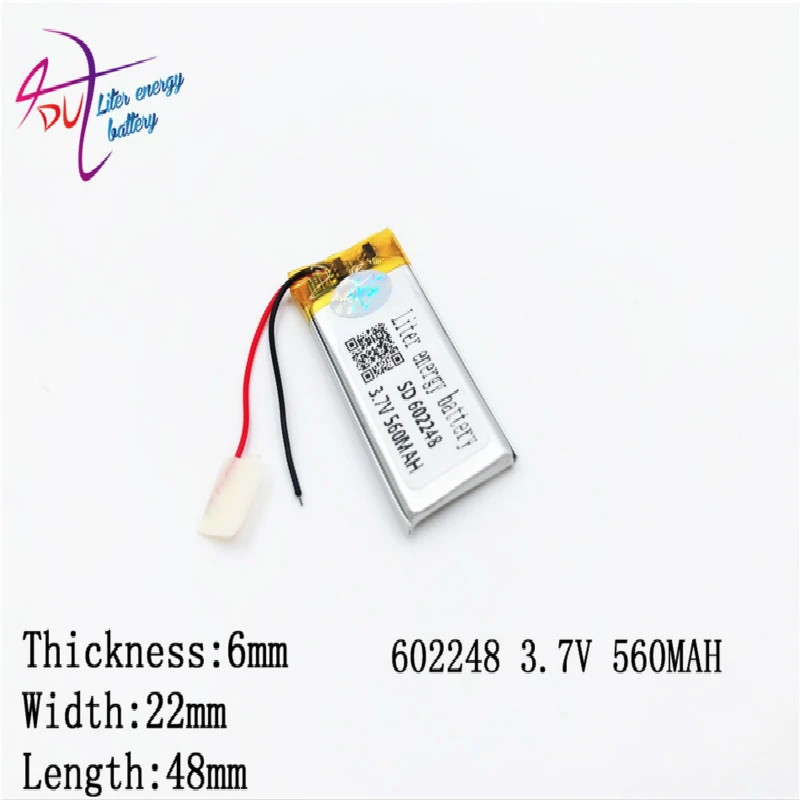 

3.7V 560mAh 602248 Lithium Polymer Li-Po Rechargeable li ion Battery For Mp3 MP4 MP5 GPS Vedio Game toys
