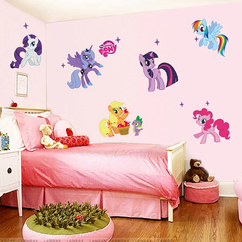 1425 My Little Pony 3D наклейки на стену для детской комнаты домашнее украшение аниме постеры из фильма поделки ПВХ мультфильм Единорог наклейки на стену - Цвет: 1425