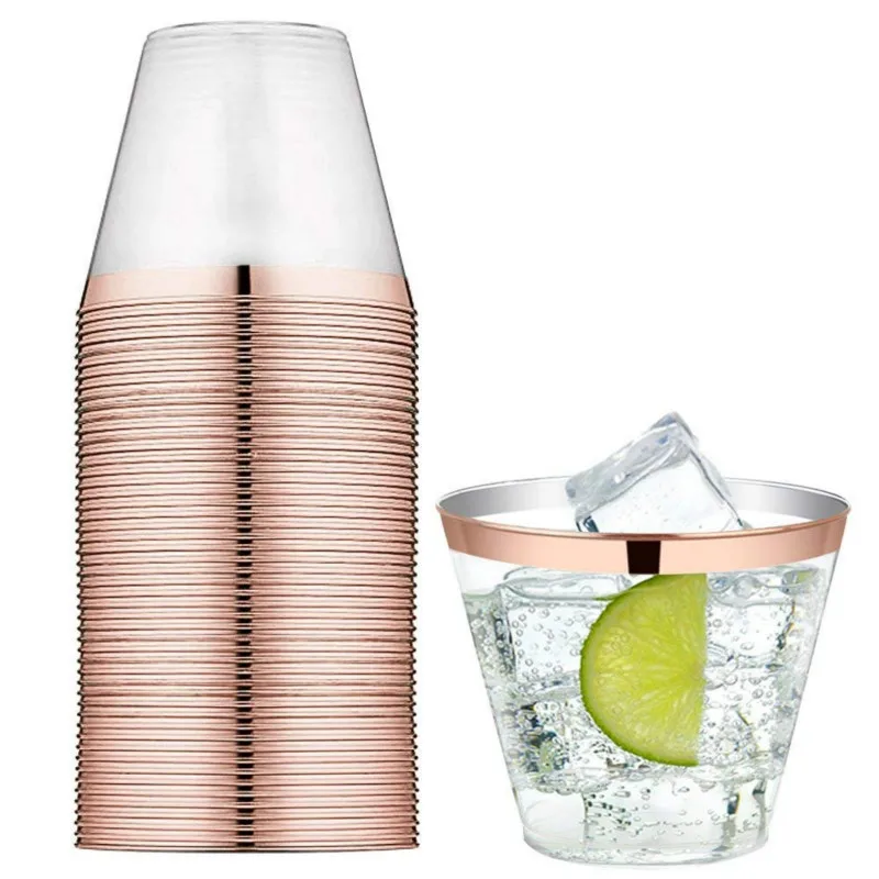 

25pcs Plastic Cups Champagne Gold Silver Cup Tableware for Wedding Birthday Party Decoration Baby Shower Home Holiday Party