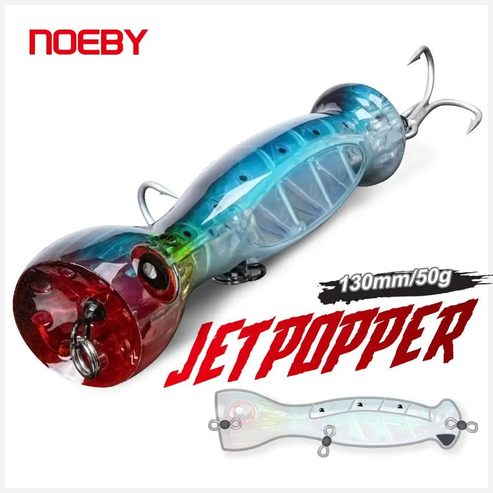 

Noeby Popper Bait 130mm 50g Floating Fishing Lure 3X Hook Wake Bait Topwater Big Jet Popper Artificial Bait Pesca Leurre Wobbler