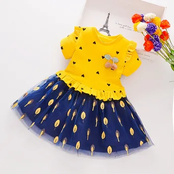 

2020 summer New Toddler baby girls dress 0-2year Kids Baby Girls clothes Lace stitching Princess Party Sleeveless