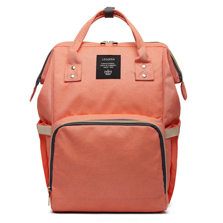 LEQUEEN модная сумка для подгузников для мам, Большая вместительная Детская сумка, дорожный рюкзак для кормления, сумка для ухода за ребенком, ручная сумка для подгузников - Цвет: Оранжевый