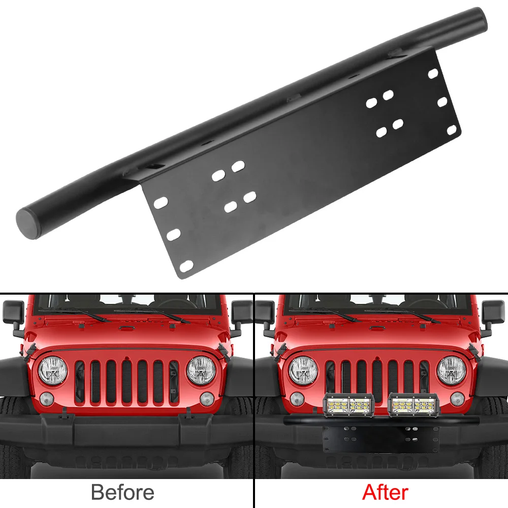 Aluminum Universal SUV Lamp Holder Log Light Mount Bracket Off Road LED Light Bar Frame Front Bumper License Plate