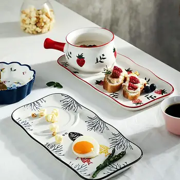 

Ceramic Dinner Set Plates And Dishes Kitchen Pizza Dessert Steak Salad Dinner Set Porcelain Tableware Food Tray