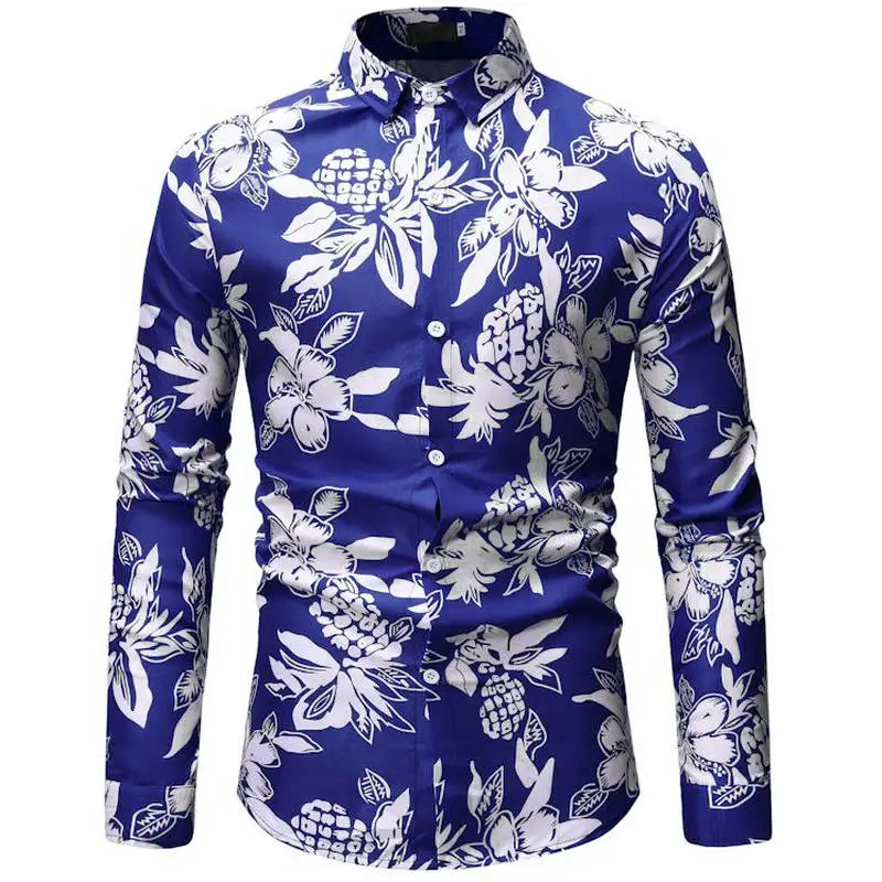 ML23 blue С цветным Ретро принтом Мужские повседневные рубашки модная классическая мужская рубашка дышащая мужская брендовая одежда с длинными рукавами 26 цветов - Цвет: ML23 blue