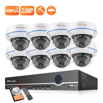 

Techage 8CH 1080P POE NVR Kit H.265 CCTV System 2MP Audio Microphone Dome Indoor Security IP Camera P2P Video Surveillance Set