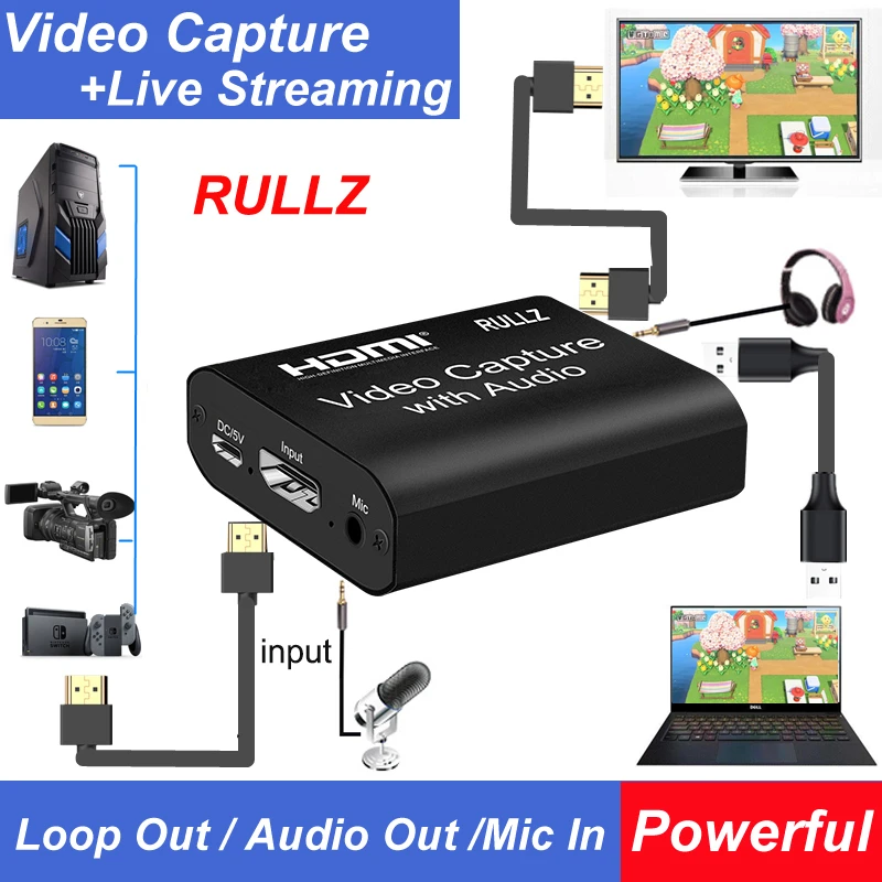 4k Hdmi To Usb 2 0 3 0 Loop Out Graphics Capture Card Video Recording Box Pc Game Live Streaming Video Recorder Mic In Audio Out Video Tv Tuner Cards Aliexpress