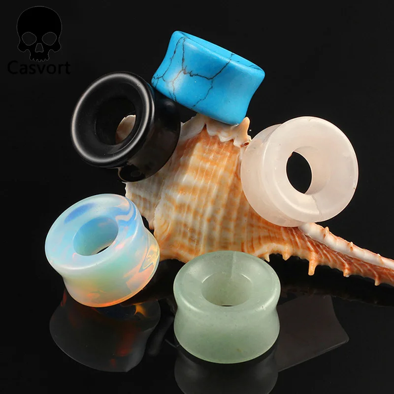 

Casvort 2PCS Stone Ear Piercing Body Jewelry Gauges Plugs Tunnels Stretcher Flesh Earrings Expander Fashion Gift 2PCS/Lot