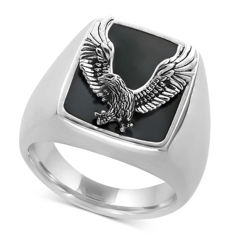Mens Square Signet Ring Hip Hop Eagle Party Christmas Gift Charm Rock Punk Jewelry for Boy | Украшения и аксессуары