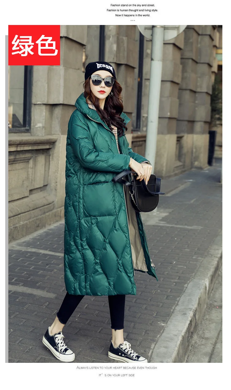 Winter New Style Fashion Solid Color Straight-Cut down Jacket White Duck down Ol Commuting down Jacket Mid-length