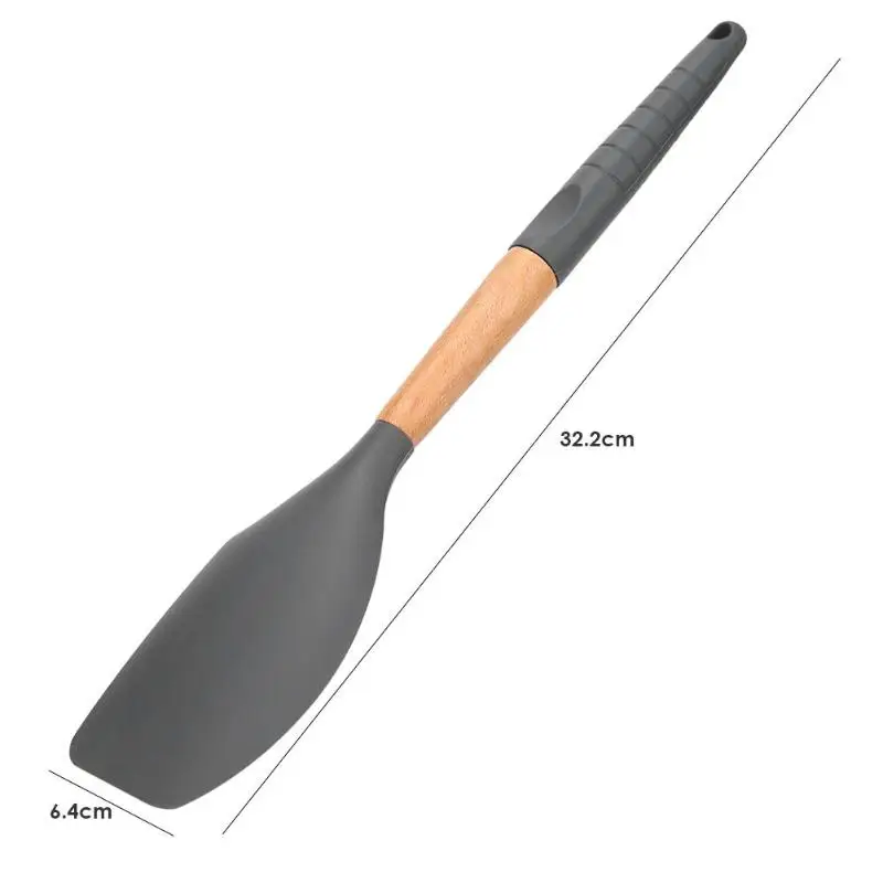 1 шт. кухонная утварь инструмент с ручки из бука для приготовления пищи силиконовые деревянные кухонные принадлежности лопатка приспособления для выпечки - Цвет: D