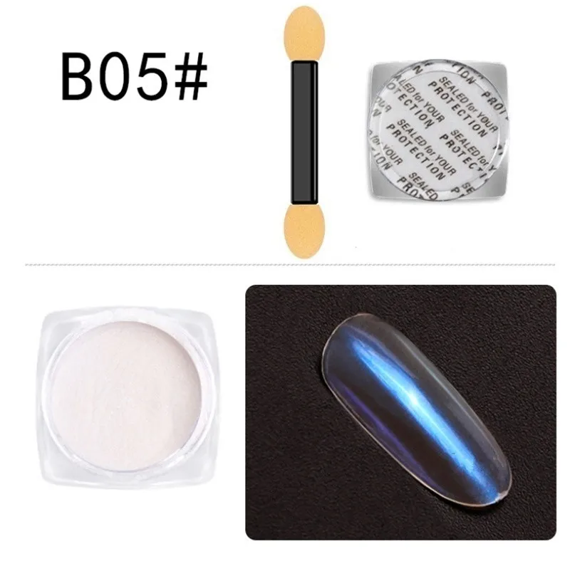 B05 7 цветов, прозрачный модный зеркальный порошок русалки для ногтей, хромированный УФ-гель, пигмент, Волшебная пыль, порошок, лазер для украшения ногтей - Цвет: B05