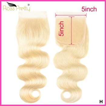 

Ross Pretty Hair 5x5 Top Lace Closure Blonde 613 10inch - 18inch Remy Human Peruvian Body Wave Closure Swiss Lace With Baby Hair