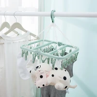 32 Clips Folding Clothes dryer Hanger Children Adults Clothes Dryer Windproof Socks Underwear Plastic Drying Rack 1