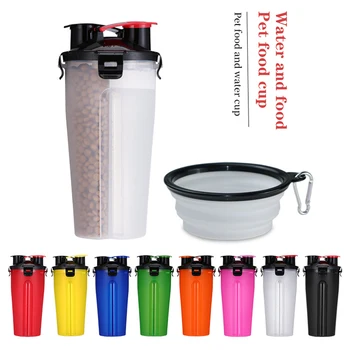 

Pet Feeder Dog 2 in 1 Bottle Pet Feeder Dog Water Bottle Collapsible Folding Bowl Travel Outdoor Food Water Storage For Cat Dog