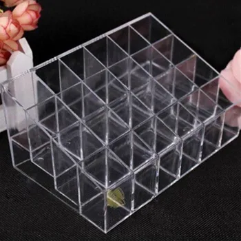 

24 Grid Lipstick Storage Box Display Stand Small Nail Polish Lipstick Holder Transparent Cosmetic Storage Sample Stand