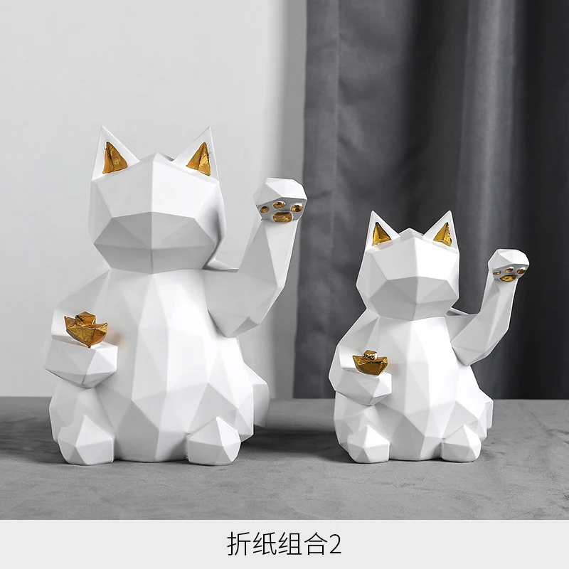 Скандинавский стиль Lucky Cat украшение для гостиной геометрические маленькие офисные дома для комнаты, предметы домашнего обихода креативные кулер для вина украшения - Цвет: Type 10
