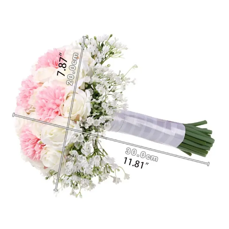 Романтические искусственные Gypsophila babysbreat розы ручной работы Свадебный букет лента Обернутая ручка вечерние украшения для дома
