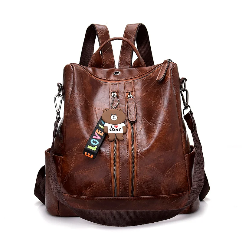 CESHA Luxury Designer Backpack Women Durable PU Leather Women Backpack Pretty Style Girls Schoolbag Women's Bag Daypack Backpack - Цвет: Brown
