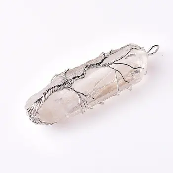

Natural white crystal hexagonal prism pendant bisuteria mujer colgante de plata joyas colgante mujer jewelery schmuck collar