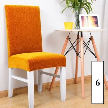 

Gold Velvet Floral Dining Chair Cover Spandex Elastic Anti-dirty Slipcovers Protector Stretch Removable Hotel Kitchen Seat Case
