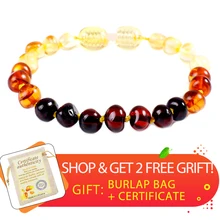 Baltic Натуральный Янтарный браслет/ножной браслет для ребенка/подарок для взрослых Женский янтарный браслет Baltic Amber ювелирные изделия размеры 12-22 см с джутовой сумкой