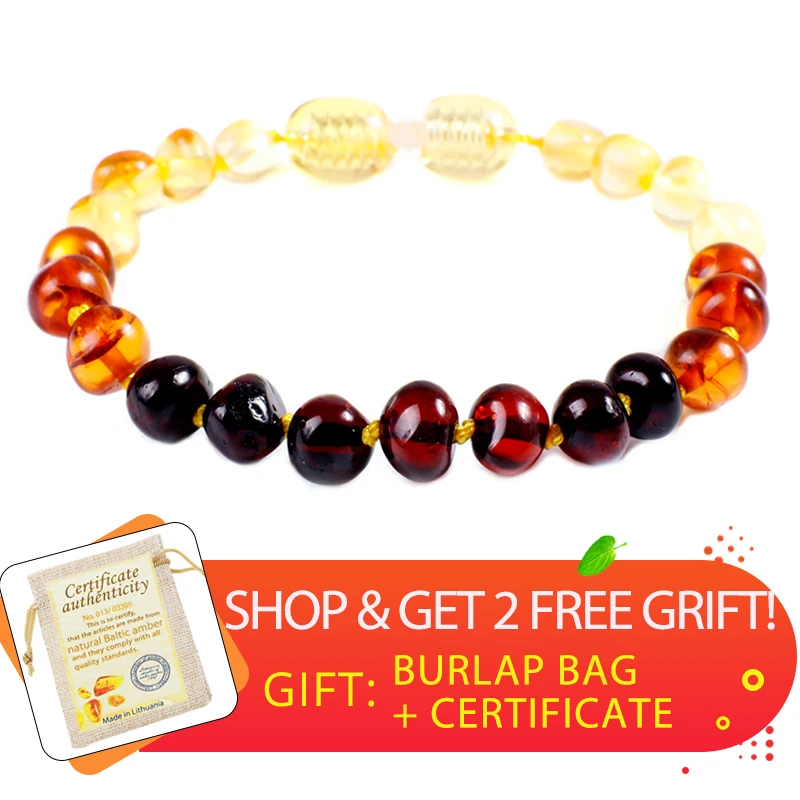 

Natural Amber Teething Bracelets Anklets 4.7--19.68'' Handmade Original Jewelry Baltic Amber Beads for Baby Adult Wholesale