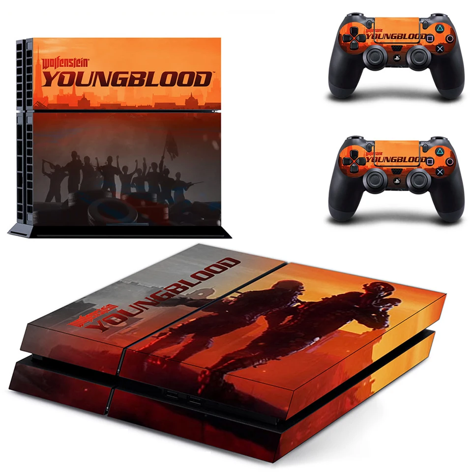 GYTM1837 Wolfenstein: Youngblood для PS4 виниловая кожа для sony Playstation 4 контроллер консоль крышка наклейка и 2 контроллера наклейка на джойстик - Цвет: GYTM1837