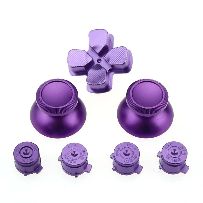 Фиолетовый YuXi металлический 3D Аналоговый джойстик ручка колпачки+ экшн D-Pad кнопки+ ABXY пули кнопки для sony PS4 Геймпад контроллер - Цвет: Фиолетовый