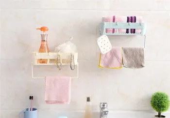 

Wall Mounted Bathroom Rack helf Towel Hanger Adhesive Badkamer Rek Storage Rack Corner Shower Shelf Kitchen Bathroom Holder