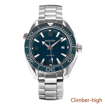 

Men's Mechanical Wristwatches Stainless Steel Sapphire Crystal 43.5mm Blue Dial Luminous Top Brand Luxury Automatic Watch