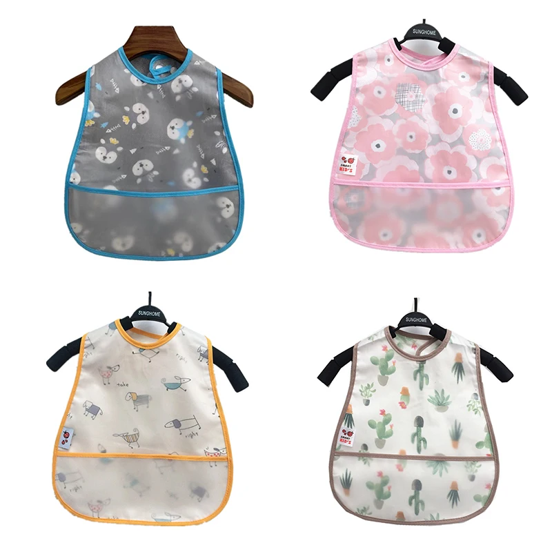 

Cartoon Pattern Lunch Feeding Scarf Baby Sleeveless Waterproof Bib EVA Layer Adjustable Saliva Cloth Soft Cotton Baby Bibs
