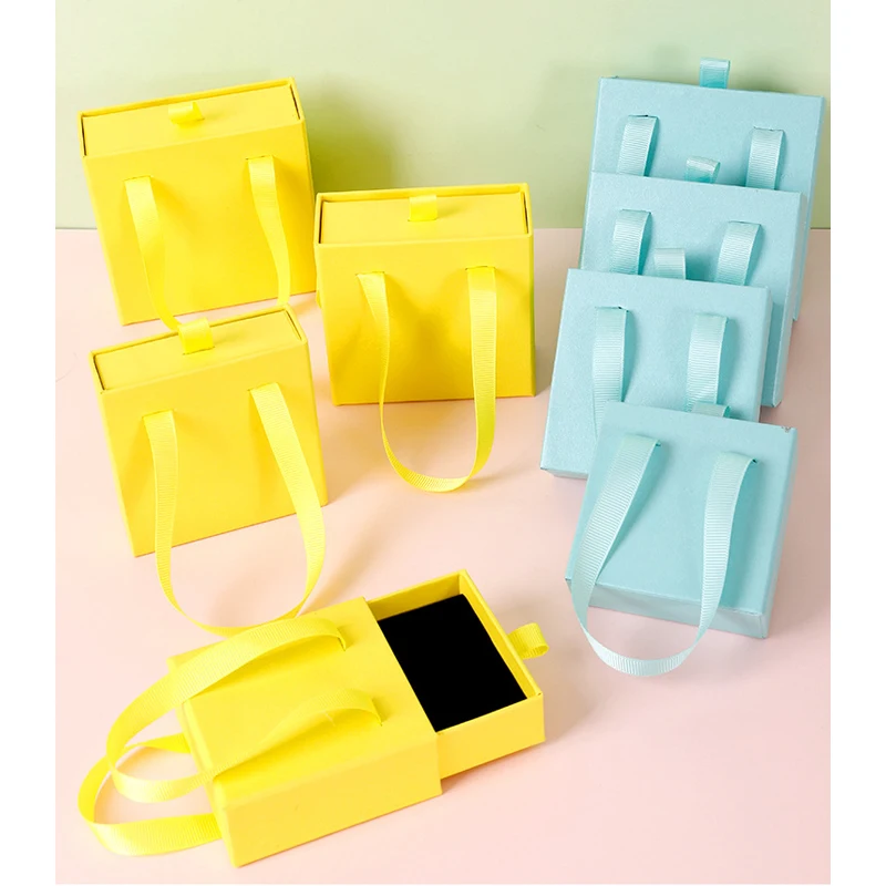 20Pcs/Lot Kraft Paper Portable Drawer Box Jewelry Box Ring Earrings Necklace Gift Protection Packaging Box Christams Party