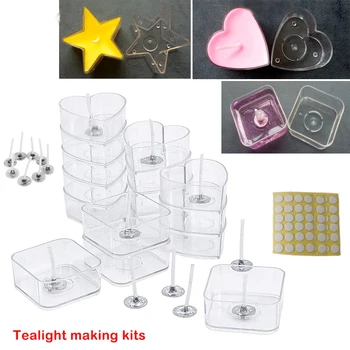

MILIVIXAY Tealight Candle Wax Tins Set 50Pc Tealight Cups 100Pc 5cm Candle Wicks and 100Pc Wick Stickers Handmade Craft Molds