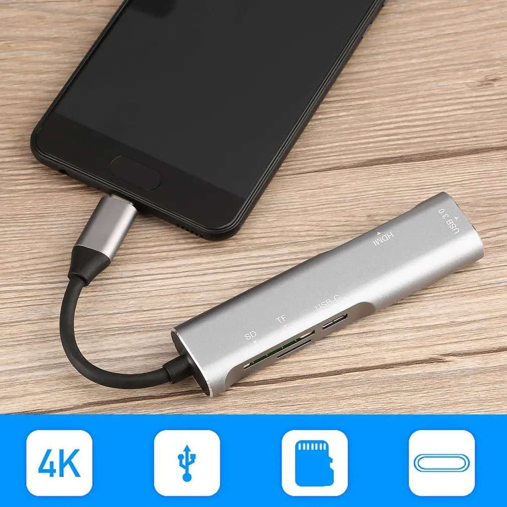 USB 3,1 type C 5 в 1 многофункциональная док-станция расширения 4K HDMI USB3.1 интерфейс с безопасной цифровой картой памяти/TF кард-ридер