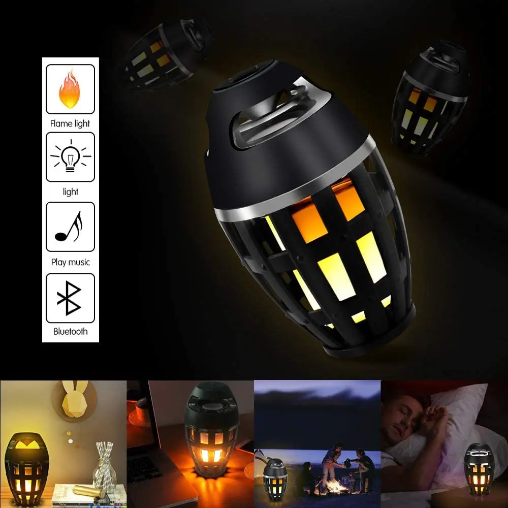 Wireless Speaker LED Flame Light Portable Loudspeaker Creative Bluetooth Music Player LED Flame Torch Lamp Flicker Light Vitog portable speaker