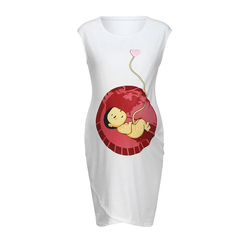 LONSANT/женское платье для беременных без рукавов; платье для беременных с рисунком букв; креативное платье для беременных; Vetement Maternite
