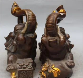 

9 pulgadas/China feng shui folk bronce chapado en oro plata riqueza suerte un objeto