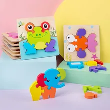 Деревянные животные Пазлы детские игрушки забавные для детей