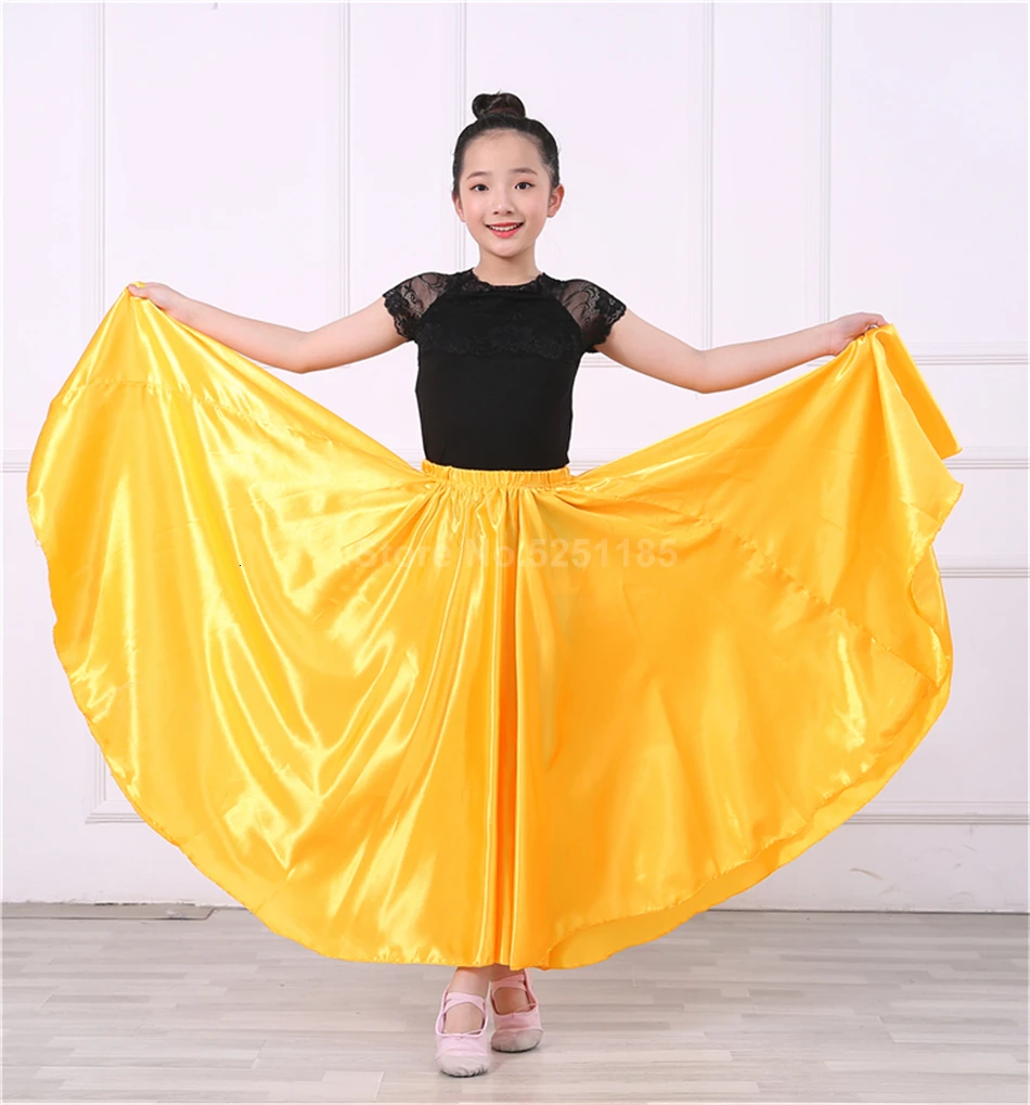 New Girls Flamenco Skirt Spanish Dance Dress Practice Competition Stage Chorus Performance Costuems for Kids Flamengo Skirts