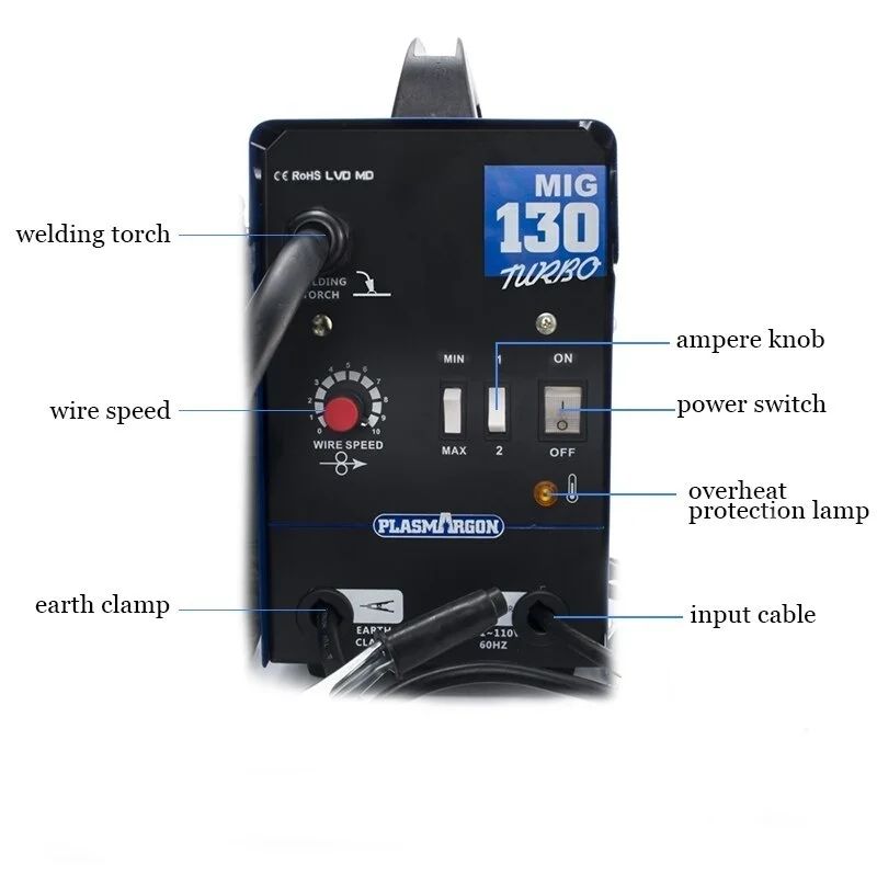 US $129.00 MIG130 Mig Mag Welding Machine 110V 220V Gasless Automatic Wire Feed Welders 130Amp Flux Core Welder Mig Wire Feed Welder
