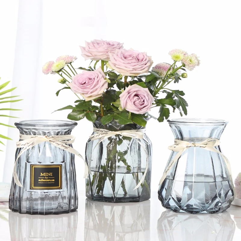 

Glass Vase Color Transparent Hydroponics Riches And Honour Bamboo Lily Stripe Vase A Living Room Flower Arrangement Ornament