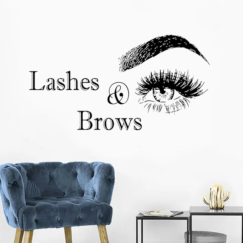Maquillaje Pestanas Y Cejas Pegatinas De Pared Vinilo Decoracion Del Hogar Tienda De Salon De Belleza Pestanas Decoracion Mural Calcomanias Murales Papel Tapiz F888 Adhesivos Para Pared Hogar Y Jardin Aliexpress