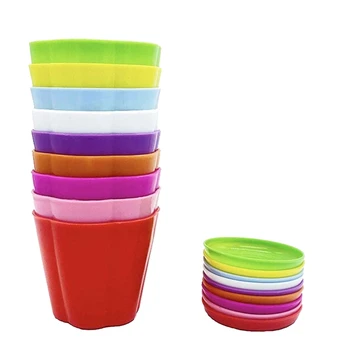 

Multi Color Thick Plastic Plant Pots Seedling Nursery Transplanting Planter Container Outdoor Indoor,9 Pack