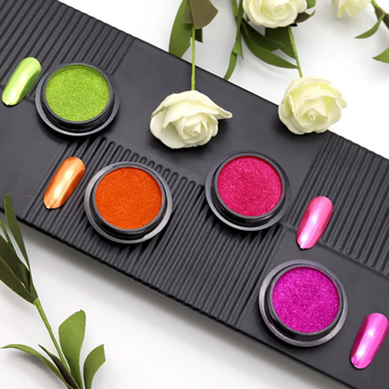 

New Chrome Mirror Pigment Nail Glitter Powder Pink Rose Orange Yellow Nail Art Decorations Gel Polish Dust Manicure