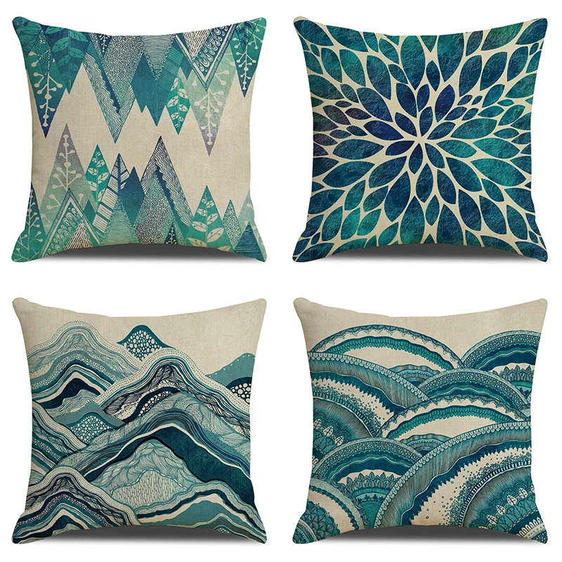 Green Printed Pillow Case Cover Square Polyester Pillowcase 45*45cm Decorative Throw For Home Decoration | Дом и сад